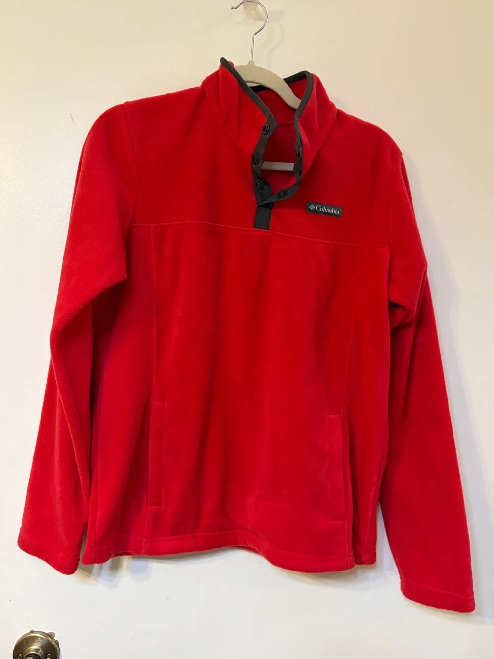 Columbia Red Fleece Pullover with Black Trim